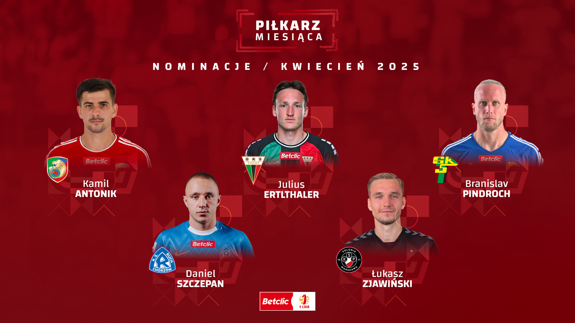 Łukasz Zjawiński nominowany do tytułu piłkarza kwietnia Betclic 1. Ligi